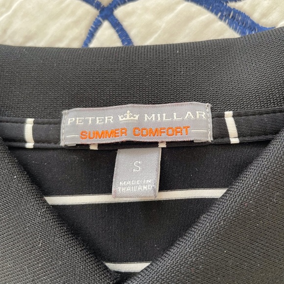 Peter Millar Black / White Striped Polo with ASU Logo - Picture 2 of 3